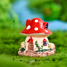 Honeyhandy Resin Miniature Mini Mushroom House, Home Micro Landscape Decorations, for Fairy Garden Dollhouse Accessories Pretending Prop Decorations, Red, 40x40mm