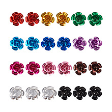 Fashewelry 330Pcs 11 Colors Aluminum Cabochons, Nail Art Decoration Accessories, for DIY Mobile Phone Decoration Accessories, Flower, Mixed Color, 15x15mm, 30pcs/color