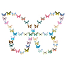 SUNNYCLUE 96 Pcs 3D Resin Cabochons, Nail Art Decoration Accessories, DIY Crystal Epoxy Resin Material Filling, Butterfly, Mixed Color, 7.5x7~8x2~3mm, 16 colors