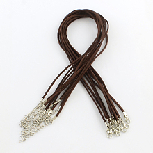 Honeyhandy 2mm Faux Suede Cord Necklace Making with Iron Chains & Lobster Claw Clasps, Coconut Brown, 44x0.2cm