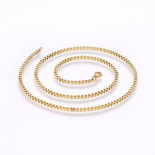 Honeyhandy 304 Stainless Steel Box Chain Necklaces, with Lobster Claw Clasps, Golden, 17.7 inch(45cm), 1.5mm