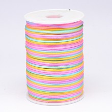 Honeyhandy Segment Dyed Polyester Cord, Satin Rattail Cord, Colorful, 2mm, about 100yards/roll