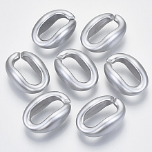 Honeyhandy Opaque Spray Painted Acrylic Linking Rings, Quick Link Connectors, for Cable Chains Making, Oval, Silver, 27x19x10mm, Inner Diameter: 19x8.5mm, about 276pcs/500g