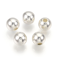 Honeyhandy ABS Plastic Beads, Round, Silver Color Plated, 4x3.5mm, Hole: 1.2mm, about 18000pcs/500g