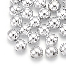 Honeyhandy ABS Plastic Cabochons, Half Round, Platinum Color Plated, 8x4mm, about 2000pcs/bag