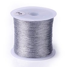 3-Ply Metallic Cord, for Jewelry Making, Round, Silver, 0.2mm, about 109.36 Yards(100m)/Roll