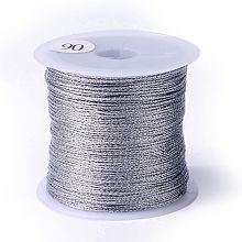 Honeyhandy 6-Ply Metallic Thread, for Jewelry Making, Round, Silver, 0.5mm, about 54.68 Yards(50m)/Roll