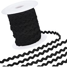 GORGECRAFT 50Yard Rick Rack Trim Ribbon Wave Sewing Bending Fringe Trim 5.5mm for Sewing Flower Making Wedding Party Lace Ribbon Craft (Black)