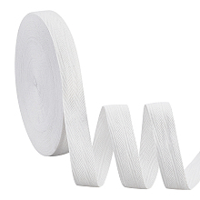 NBEADS Flat Polycotton Twill Tape Ribbon, Herringbone Ribbon, White, 25x1mm