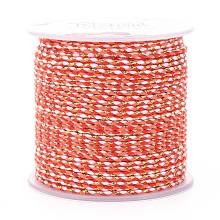 Honeyhandy 4-Ply Cotton Cord, Handmade Macrame Cotton Rope, with Gold Wire, for String Wall Hangings Plant Hanger, DIY Craft String Knitting, Orange Red, 1.5mm, about 21.8 yards(20m)/roll