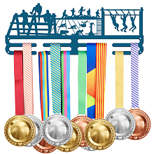 SUPERDANT Obstacle Course Medal Holder Sports Medals Display Steel Cyan Iron Wall Mounted Hooks for 40+ Hanging Medal Rack Display Competition Medal Holder Display Wall Hanging 40x15cm