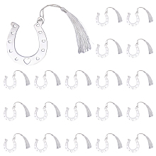 CHGCRAFT 20Pcs 8Inch Horseshoe Pattern Bookmarks with White Tassel Stainless Steel Bookmarks Reading Accessories for Friend Teachers Student Bookworm Gift Decorations Sounvenirs