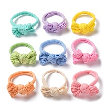 Bowknot Nylon Elastic Hair Ties, Hair Accessories for Girl Ponytail Holder, Mixed Color, 7mm, Inner Diameter: 39mm