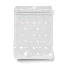 Honeyhandy Rectangle Glitter Holographic Plastic Yin-yang Zip Lock Gift Bags, Self Sealing Reclosable Package Pouches for Pen Keychain Watch Storage, White, Heart, 15x10.5x0.02cm, Unilateral Thickness: 2.7 Mil(0.07mm)