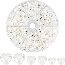 Arricraft 780 Pcs 3 Sizes Heart Pearl Cabochon, Flat Back Imitation Pearl Beads Antique White Plastic Cabochon for Nail Craft Scrapbook DIY Decoration