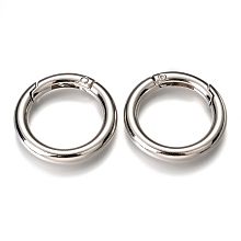 Honeyhandy Zinc Alloy Spring Gate Rings, O Rings, Platinum, 35x5mm, Inner Diameter: 25mm