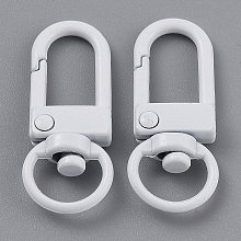 Honeyhandy Zinc Alloy Baking Paint Swivel Snap Hooks Clasps, White, 33.5x13.5x5.5mm, Hole: 9mm