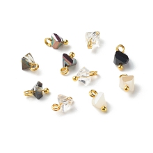 Honeyhandy Electroplate Glass Charms, with Brass Ball Head Pins, Triangle, Clear, 8x6x4.5mm, Hole: 1.8mm