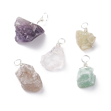 Honeyhandy Natural Gemstone Pendants, with Eco-Friendly Copper Wire, Nuggest, Silver, 16~22x12~16.5x6.5~13mm, Hole: 2.6~3.3mm