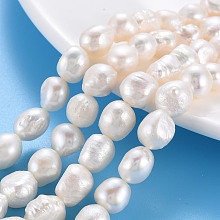 Honeyhandy Natural Keshi Pearl Beads Strands, Cultured Freshwater Pearl, Potato, Seashell Color, 8~12x7~10x5~9mm, Hole: 0.6mm, about 37~38pcs/strand, 14.96 inch(38cm)