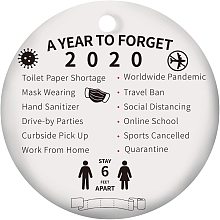 SUPERFINDINGS 2020 A Year to Forget Porcelain Ornament Quarantine Ornament Commemorate 2020 Ornament for Home Indoor Outdoor Decor, Double-Sided Printed, 3inch