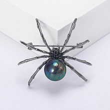 Honeyhandy Spider with Plastic Pearl Pins, Alloy Brooches for Girl Women Gift, Gunmetal, 49x40mm