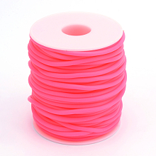 Honeyhandy Hollow Pipe PVC Tubular Synthetic Rubber Cord, Wrapped Around White Plastic Spool, Deep Pink, 2mm, Hole: 1mm, about 54.68 yards(50m)/roll