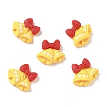 Honeyhandy Opaque Christmas Resin Cabochons, Bell, Gold, 20.5x22x6.5mm