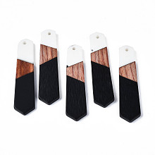 Honeyhandy Resin & Walnut Wood Pendants, Arrow, Black, 49x12x3.5mm, Hole: 1.6mm