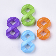 Honeyhandy Opaque Acrylic Links connectors, Number, Mixed Color, 25x14.5x7mm, Hole: 6x5mm, about 500pcs/500g