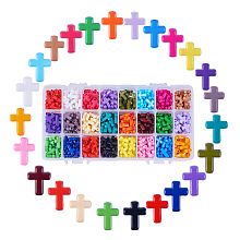 PandaHall Elite 480 PCS 24 Color Chunky Acrylic Cross Beads for DIY Jewelry and Bracelets