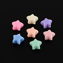 Honeyhandy Solid Color Opaque Acrylic Five-Pointed Star Beads, Mixed Color, 11x6mm, Hole: 2mm, about 1050pcs/500g