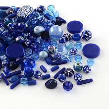 Honeyhandy Acrylic Beads, Mixed Shapes, Dark Blue, 5.5~28x6~20x3~11mm, Hole: 1~5mm