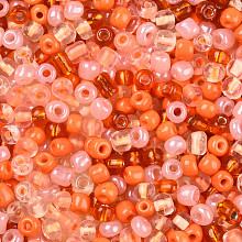 Opaque & Transparent Inside Colours Glass Seed Beads, Round Hole, Round, Dark Orange, 4mm, Hole: 1.4~1.5mm