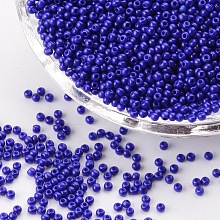 Honeyhandy 12/0 Grade A Round Glass Seed Beads, Baking Paint, Blue, 12/0, 2x1.5mm, Hole: 0.7mm, about 30000pcs/bag