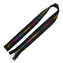 Honeyhandy #5 Nylon Coil Zippers Rainbow Zipper Tape, Resin Coil Colorful Teeth, Black, 0.43 Yard(40cm)