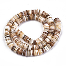 Honeyhandy Natural Freshwater Shell Beads Strands, Disc/Flat Round, Heishi Beads, Shell Shards, Wheat, 7~8x0.5~2.5mm, Hole: 0.8mm, about 204pcs/Strand, 15.16 inch(38.5cm)