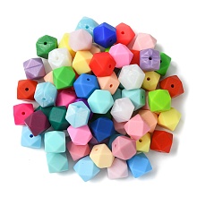 Honeyhandy Hexagon Silicone Beads, Chewing Beads For Teethers, DIY Nursing Necklaces Making, Mixed Color, 14x14x14mm, Hole: 2mm