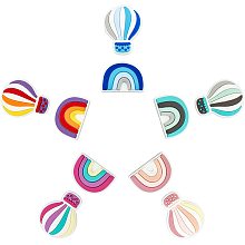 SUNNYCLUE 1 Box 10 Styles Silicone Loose Bead Rainbow Hot Air Ballon Shape Flatback Colorful Charms Beads Hole Drilled Handmade Making Kit for DIY Bracelets Necklaces Scrapbooking Supplies