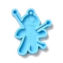 Honeyhandy Horrible Doll DIY Pendant Silicone Molds, Resin Casting Molds, For UV Resin, Epoxy Resin Jewelry Making, Deep Sky Blue, 56x49x7mm, Hole: 4mm