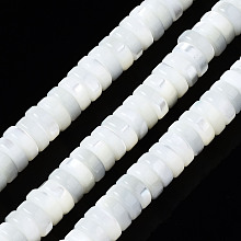 Honeyhandy Natural Trochid Shell/Trochus Shell Beads Strands, Bleach, Flat Round/Disc, Heishi Beads, Seashell Color, 6x2mm, Hole: 0.7mm, about 174~176pcs/strand, 15.94 inch(40.5cm)