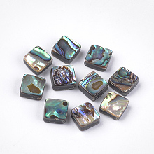 Honeyhandy Abalone Shell/Paua Shell Beads, Rhombus, Green, 10.5x10.5x3.5~4mm, Hole: 1mm