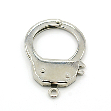 Honeyhandy 304 Stainless Steel Handcuff Clasps, Stainless Steel Color, 25x18x3mm, Hole: 2mm