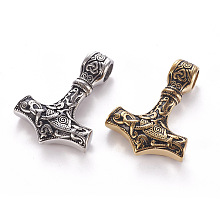 Honeyhandy 304 Stainless Steel Pendants, Thor's Hammer, Mixed Color, 43.5x31x9~10mm, Hole: 7~7.5mm