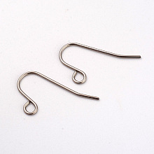 Honeyhandy 316L Surgical Stainless Steel Earring Hooks, Ear Wire, with Horizontal Loop, Stainless Steel Color, 12x19mm, Hole: 2mm, Pin: 0.8mm