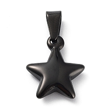 Honeyhandy Ion Plating(IP) 304 Stainless Steel Charms, Star, Black, 18x14.8x4.1mm, Hole: 3x6.8mm