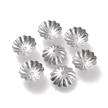 Honeyhandy 304 Stainless Steel Bead Caps, Multi-Petal, Flower, Stainless Steel Color, 9.5x10x3mm, Hole: 1.2mm