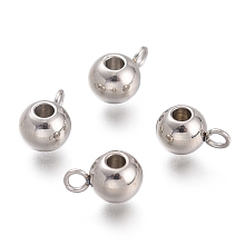 Honeyhandy 304 Stainless Steel Tube Bails, Loop Bails, Bail Beads, Round, Stainless Steel Color, 8.5x5x2mm, Hole: 1.8mm