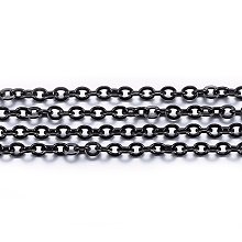 Honeyhandy Handmade 304 Stainless Steel Cable Chains, Soldered, with Spool, Flat Oval, Electrophoresis Black, 3x2.5x0.6mm, about 32.8 Feet(10m)/roll