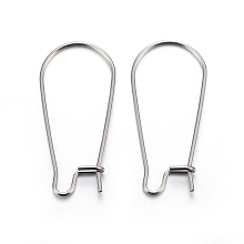 Honeyhandy 304 Stainless Steel Hoop Earring Findings, Kidney Ear Wire, Stainless Steel Color, 22x11.5x0.7mm, 21 Gauge, Pin: 0.7mm